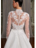 High Neck Ivory Lace Glitter Tulle Stunning Wedding Dress